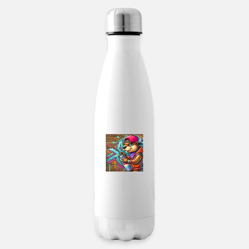 Graffiti Malerei Biber - Isolierflasche - Weiß