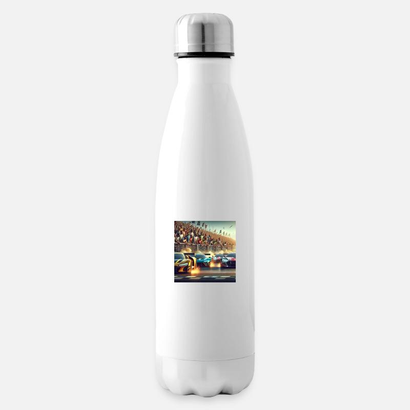 Voitures de course proches de l’arrivée - Bouteille isotherme - blanc