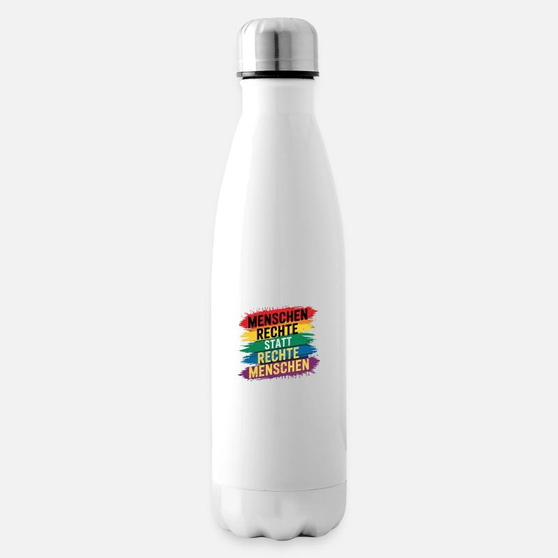 Menschenrechte statt rechte Menschen - Regenbogen - Isolierflasche - Weiß