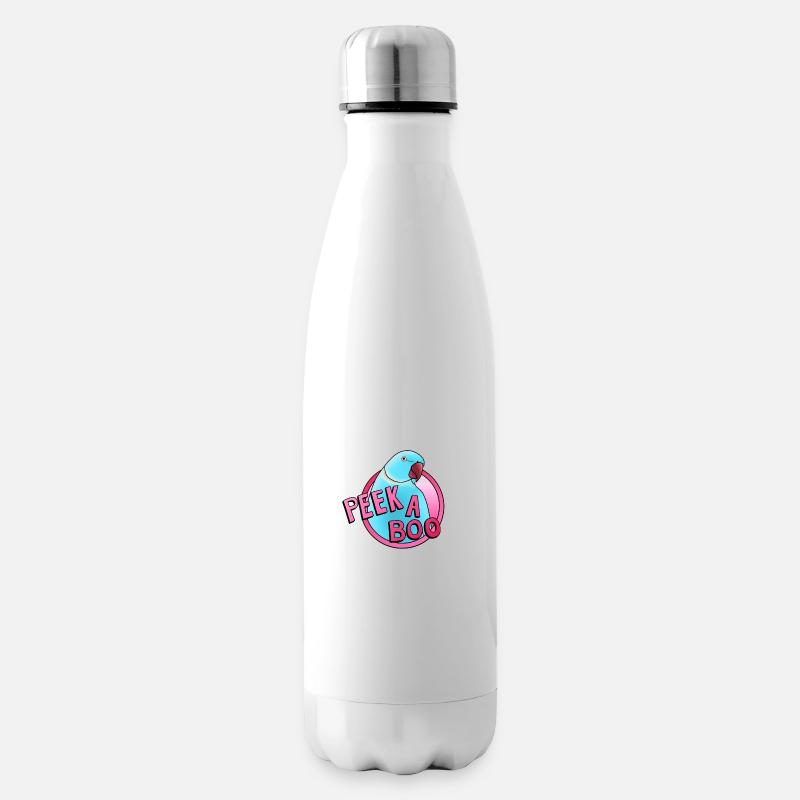 blauer Halsbandsittich „Peek-a-boo“ - Isolierflasche - Weiß