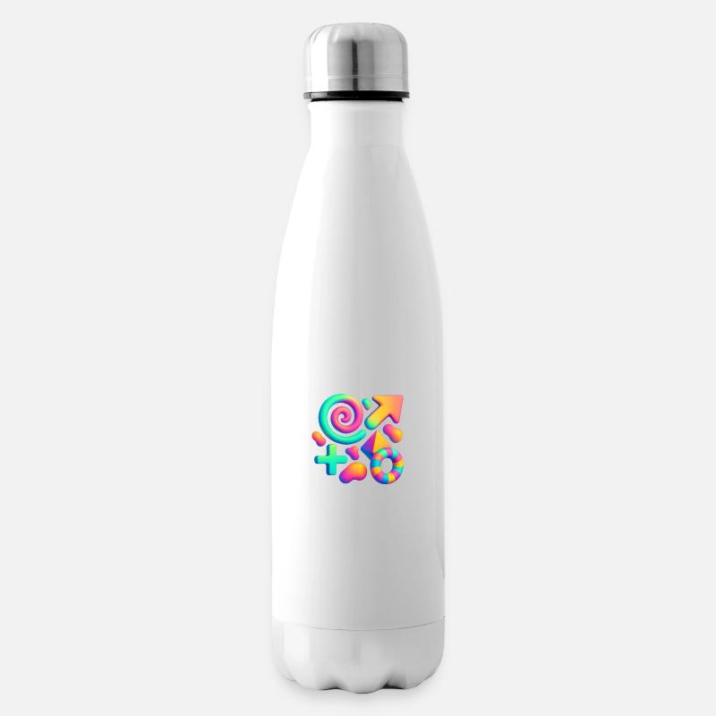 Neon Dreams – 3D Abstract Shapes Explosion - Insulated Water Bottle - white