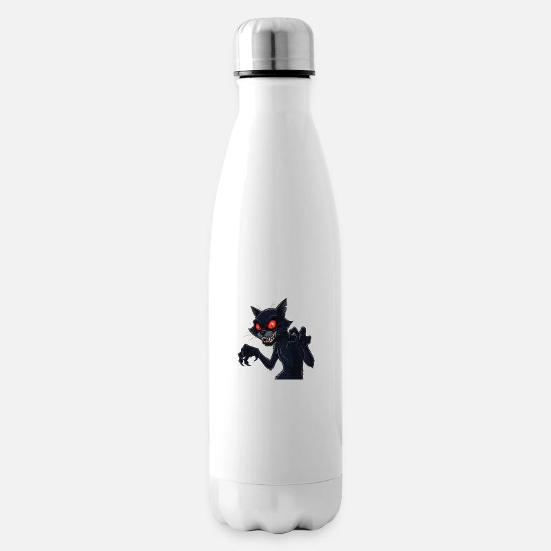 Chat noir effrayant - Bouteille isotherme - blanc