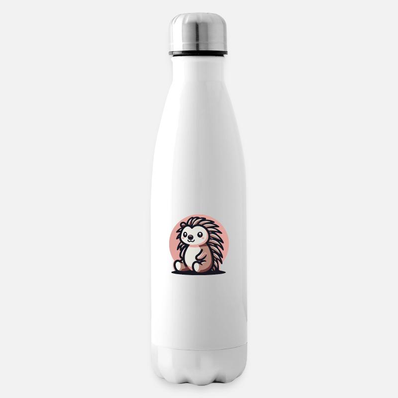 Igel rosa Hintergrund - Isolierflasche - Weiß