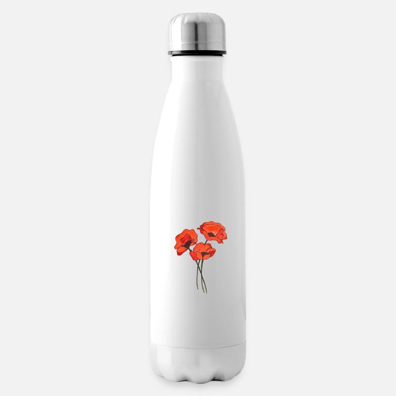 Trio de coquelicots - Bouteille isotherme - blanc