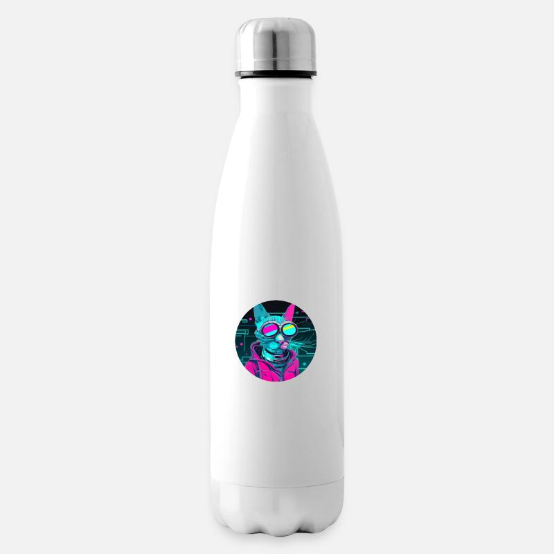 Stylish Cat - Insulated Water Bottle - white