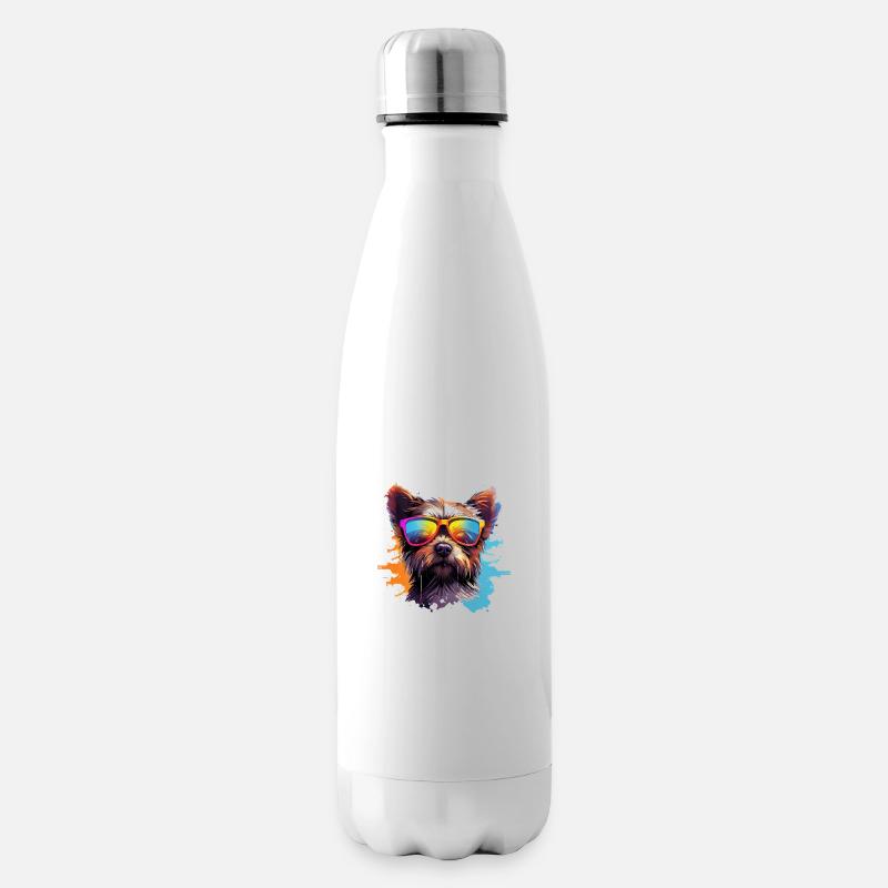 Cooler Hund mit Sonnenbrille Hunde Design - Isolierflasche - Weiß