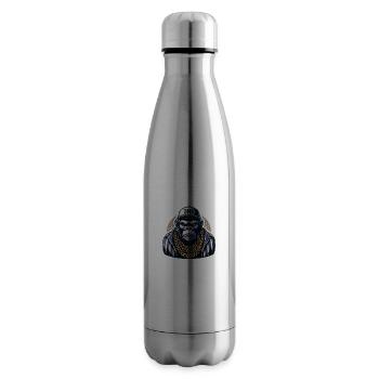 Gorilla with Gold Chain - Insulated Water Bottle - silver - Right