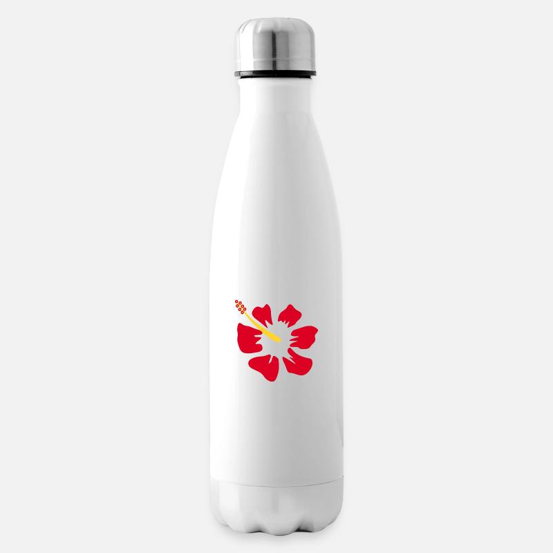 Blume rot rote Blumen rot rote Blumen Hibiskus - Isolierflasche - Weiß