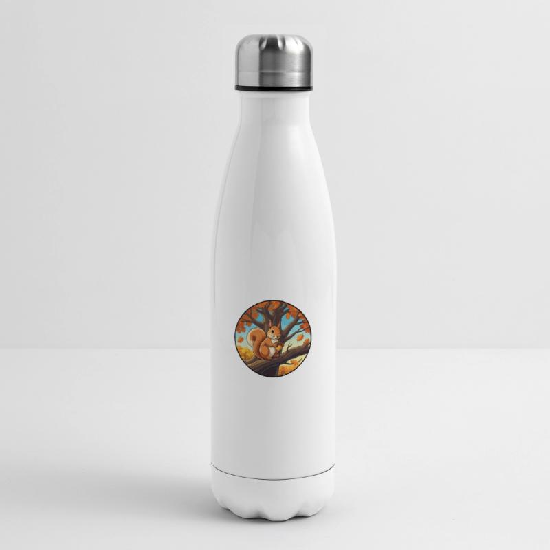 Eichhörnchen mit einer Eichel im Baum Isolierflasche