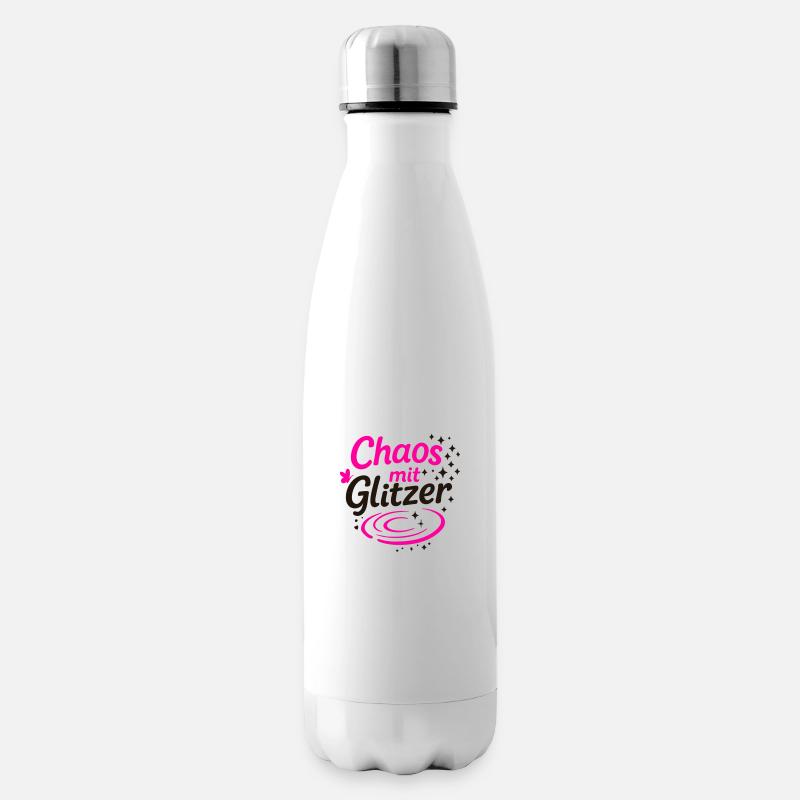 Chaos mit Glitzer - Isolierflasche - Weiß