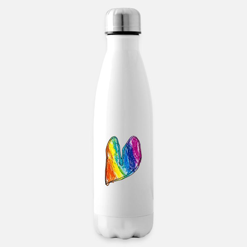 Regenbogen Herz Wachskreide - Isolierflasche - Weiß