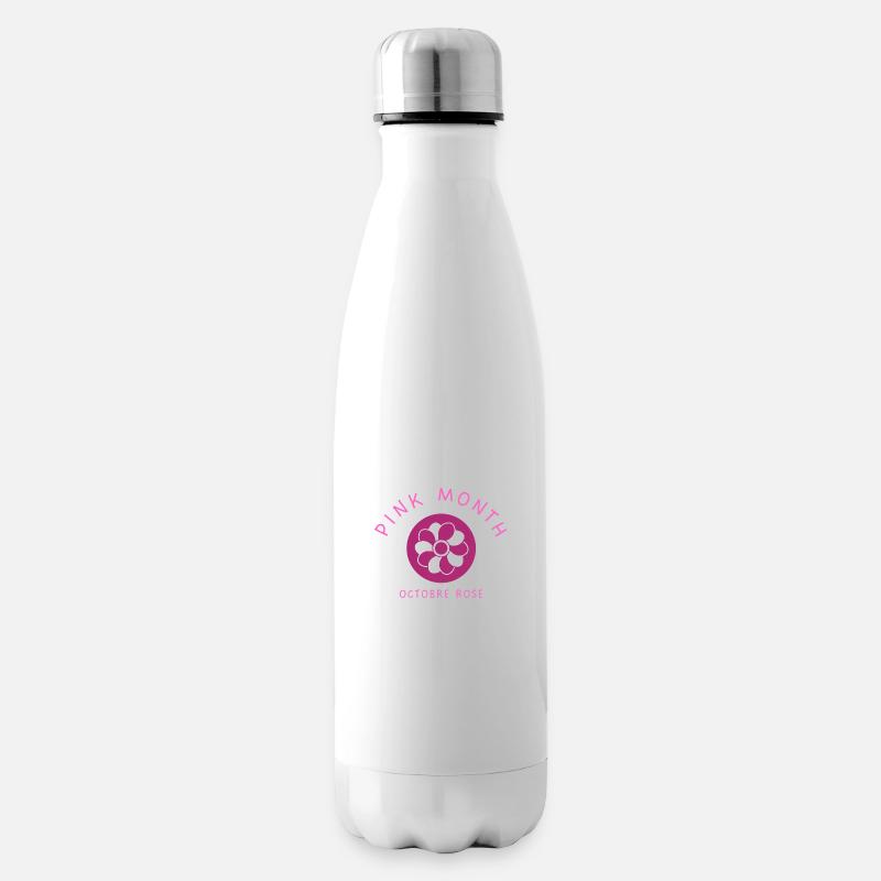Oktoberrose: Monat in Rosa - Isolierflasche - Weiß