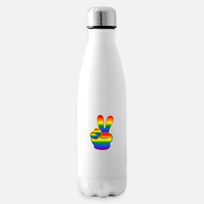 Signe de paix de la main arc-en-ciel - Bouteille isotherme - blanc