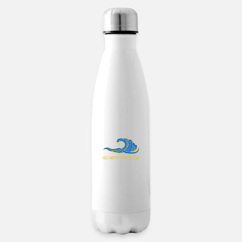 Mit dem Strom schwimmen, auf der Welle sein - Isolierflasche - Weiß