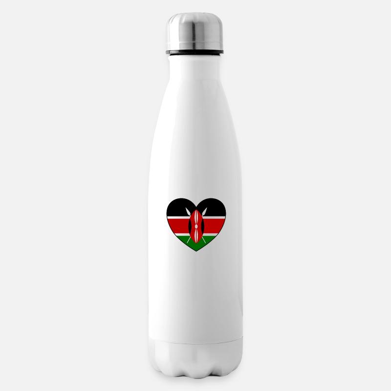 Kenia Flagge Herz - Isolierflasche - Weiß