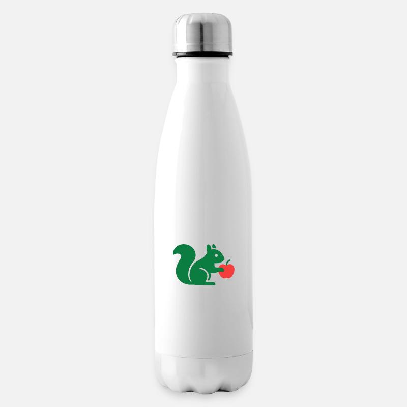 Grünes Eichhörnchen mit Apfel - Isolierflasche - Weiß