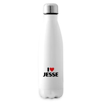 I love Jesse Rotes Herz Liebe Fan Geschenk - Isolierflasche - Weiß - Rechts