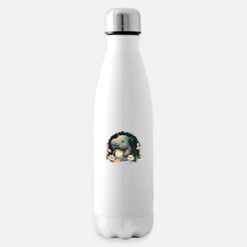 Nilpferd 6 - Isolierflasche - Weiß