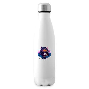 Shiba Inu in Synth Wave Style - Insulated Water Bottle - white - Right