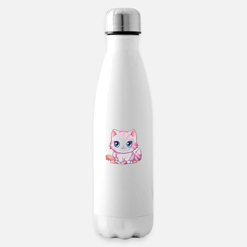 Katze Manga - Isolierflasche - Weiß