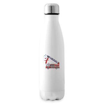 Feuerwehrauto 7.Geburtstag - Isolierflasche - Weiß - Rechts