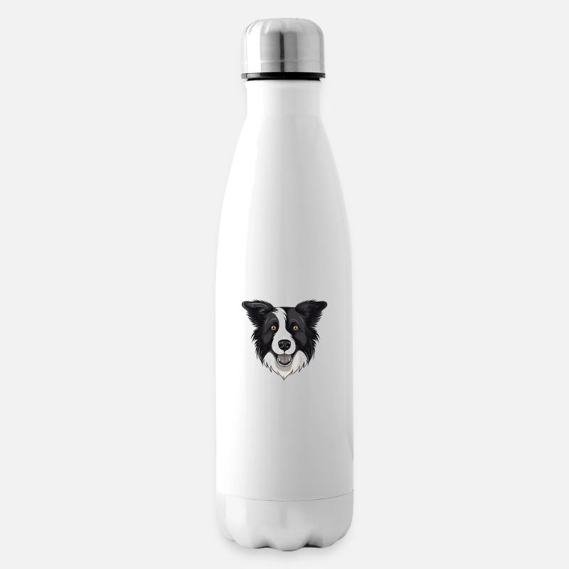 Border Collie - Isolierflasche - Weiß