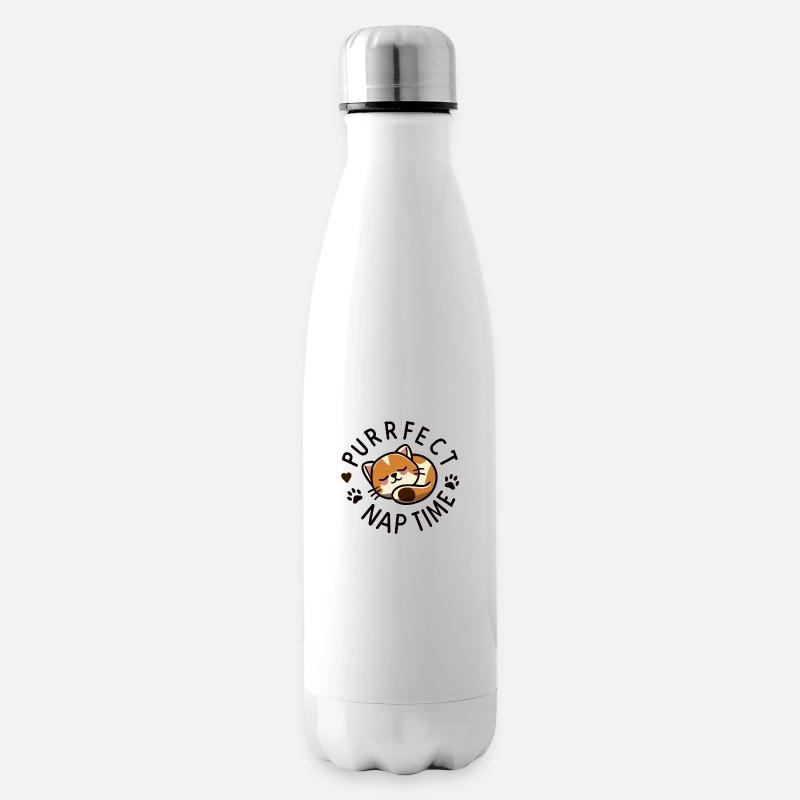Lustiges Zitat Katze schnurrt Nickerchen - Isolierflasche - Weiß
