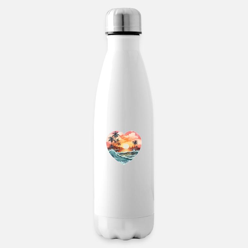 Strand Herzmotiv - Isolierflasche - Weiß