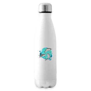 Group Of Sharks - Funny Ocean Life Expert Shark - Insulated Water Bottle - white - Right