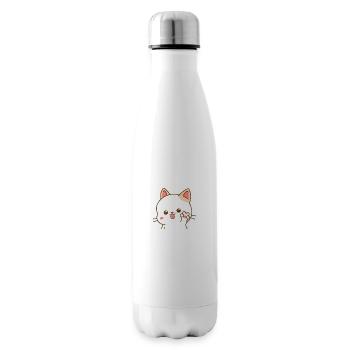 Chat kawaii faisant le signe V de paix - Bouteille isotherme - blanc - Droite
