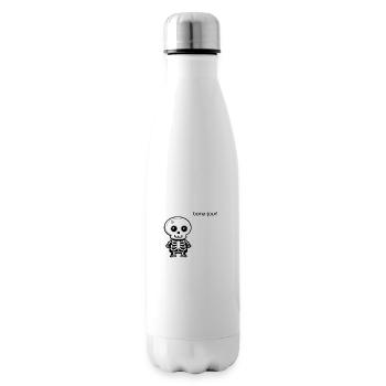 Bon-jour ! - Jeu de mots amusant sur le squelette - Bouteille isotherme - blanc - Droite