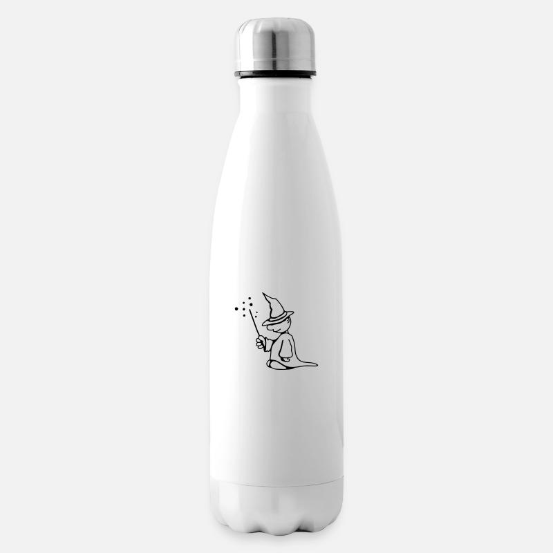 Kleiner Zauberer mit Zauberhut und Zauberstab - Isolierflasche - Weiß