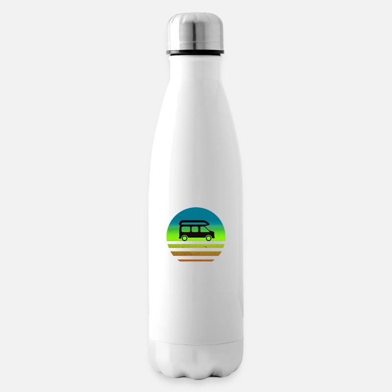Camper Van Retro Sunset Vintage Campervan - Bouteille isotherme - blanc