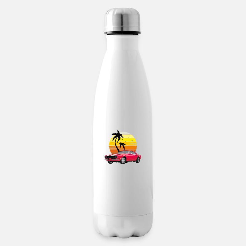 Klassisches rotes Retro-Auto - Isolierflasche - Weiß
