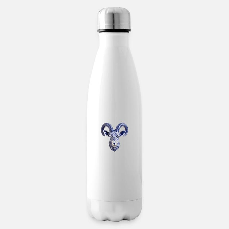 Keramischer Hirschkopf - Isolierflasche - Weiß