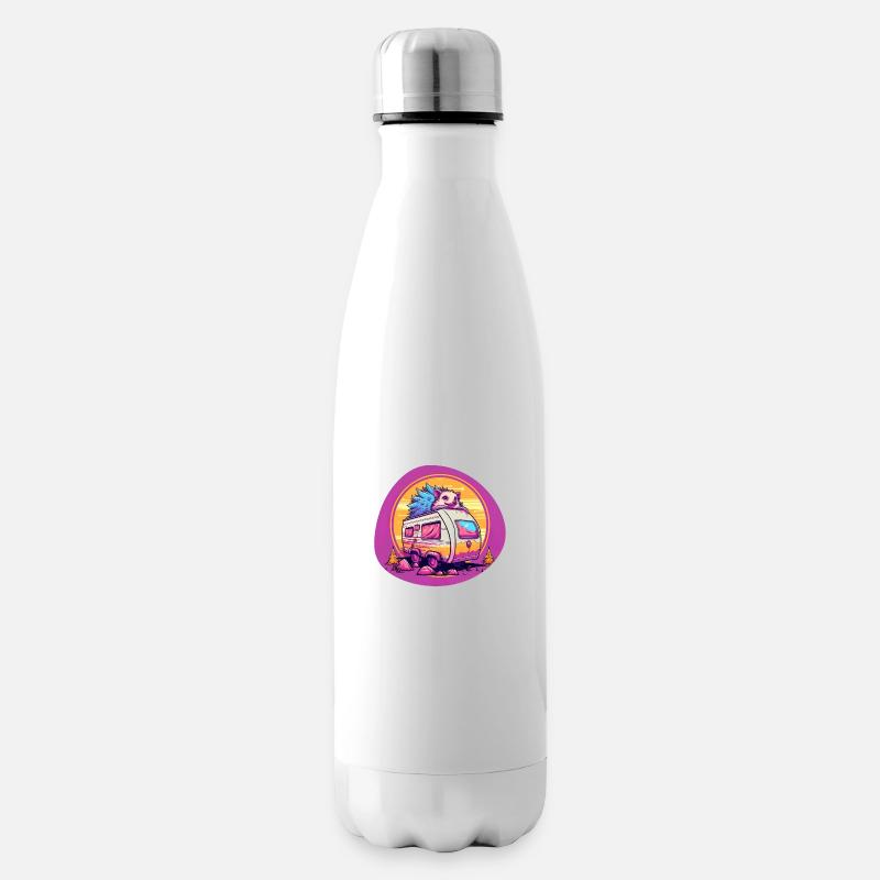 Hérisson sur caravane camping - Bouteille isotherme - blanc