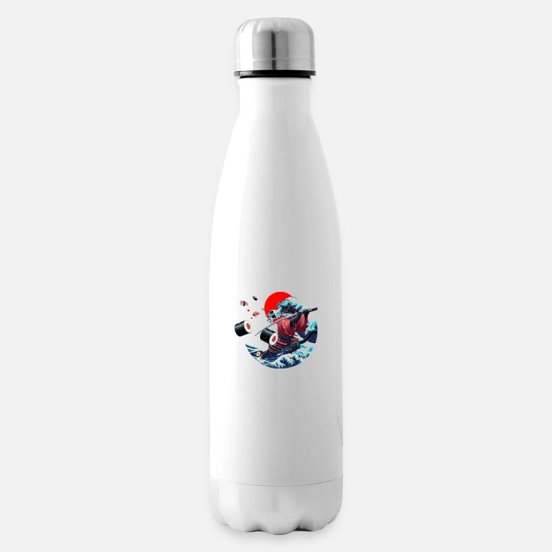 Japanische Samurai-Katze sush - Isolierflasche - Weiß