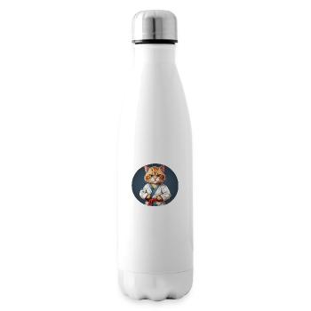 Karate Katze - Katzendesign - Isolierflasche - Weiß - Rechts