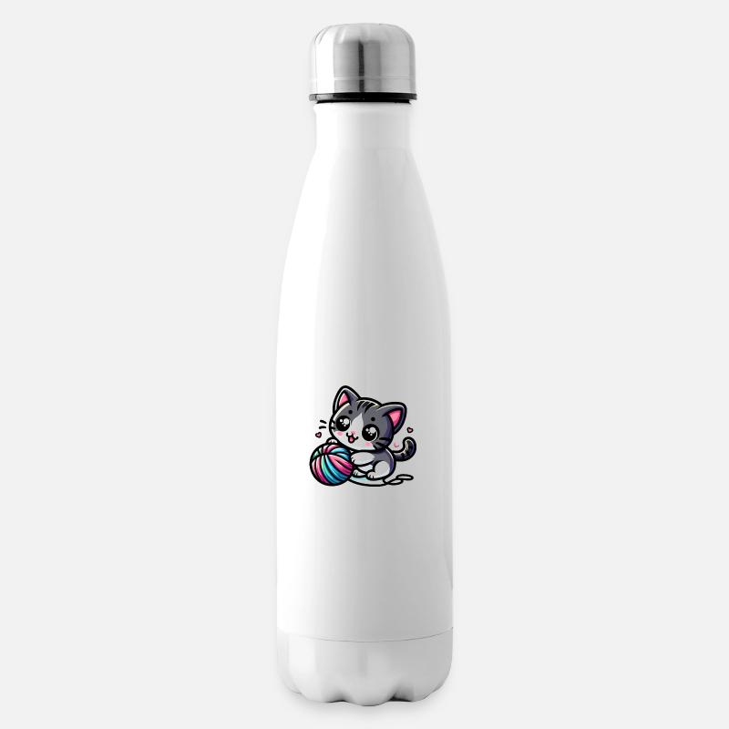 Cute Cat - Insulated Water Bottle - white