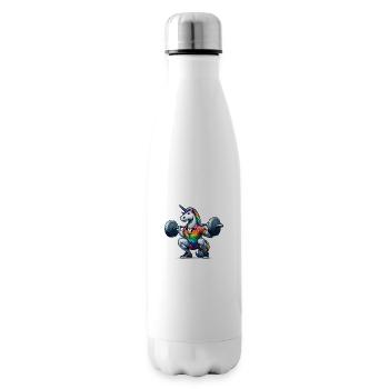 Licorne arc-en-ciel cool accroupie dans la salle de sport - Bouteille isotherme - blanc - Droite