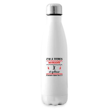 J'ai deux titres retraité et golfeur,cadeau golf - Bouteille isotherme - blanc - Droite