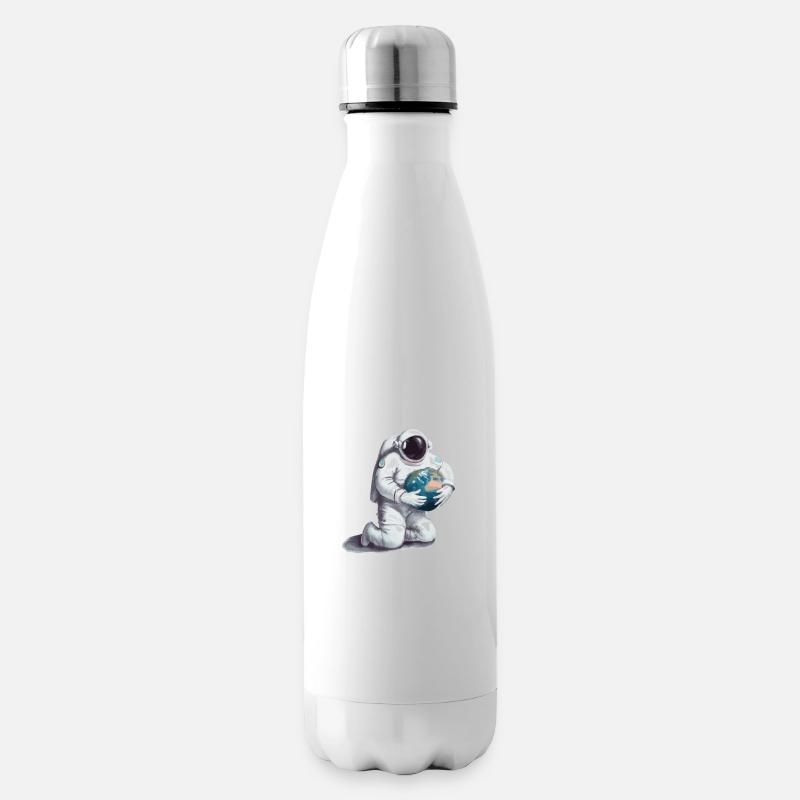 Astronaut mit Erdkugel Geschenk für Astronauten - Isolierflasche - Weiß