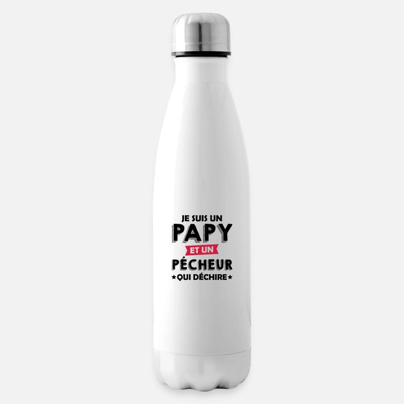 papy et pêcheur qui déchire / papy pêcheur - Bouteille isotherme - blanc