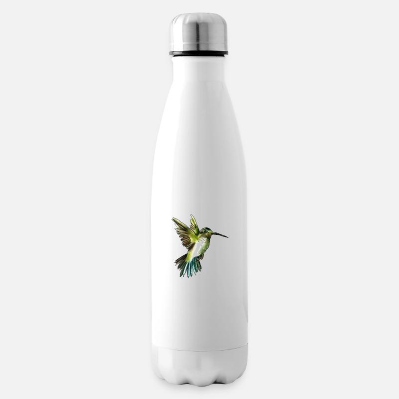 Süßer, hangemalter, blauer Kolibri - Isolierflasche - Weiß