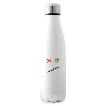 Terrifying face with a green eye - Insulated Water Bottle - white - Right