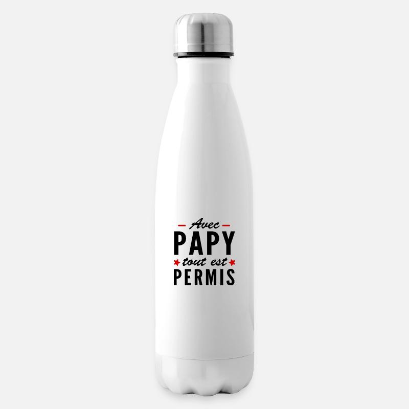 avec papy tout est permis - Bouteille isotherme - blanc