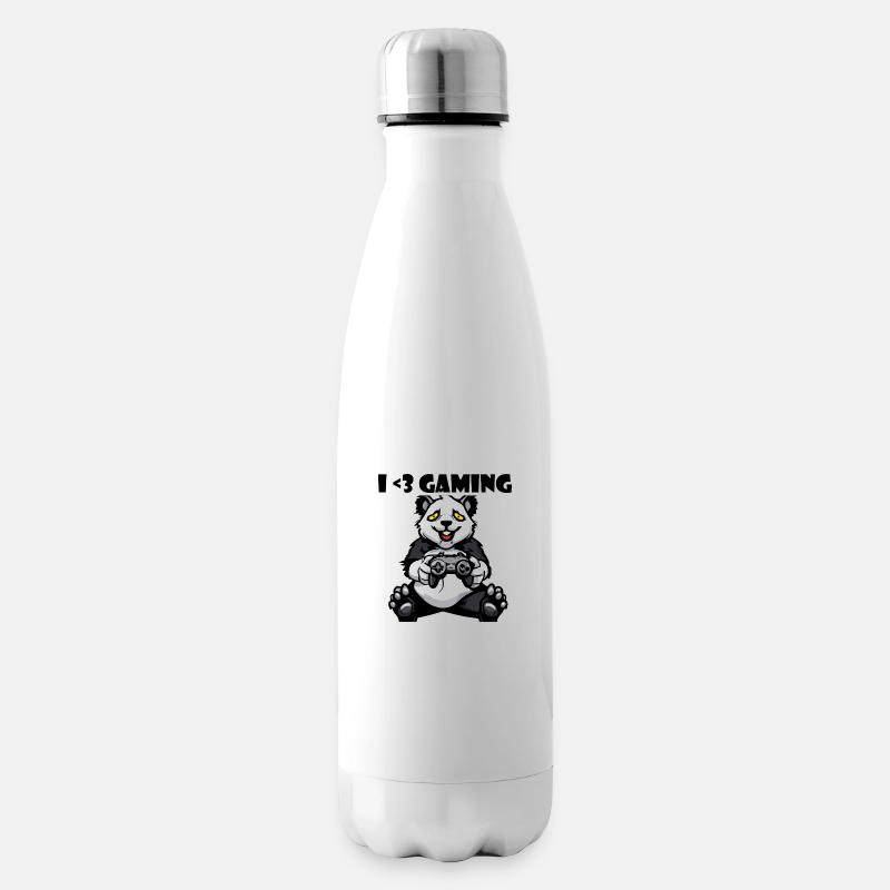 I Love Gaming, Panda - Isolierflasche - Weiß