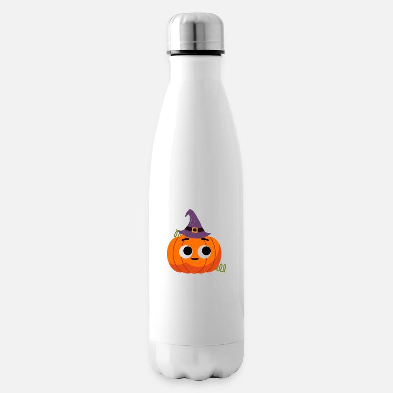 Kürbis mit Hexenhut - Isolierflasche - Weiß