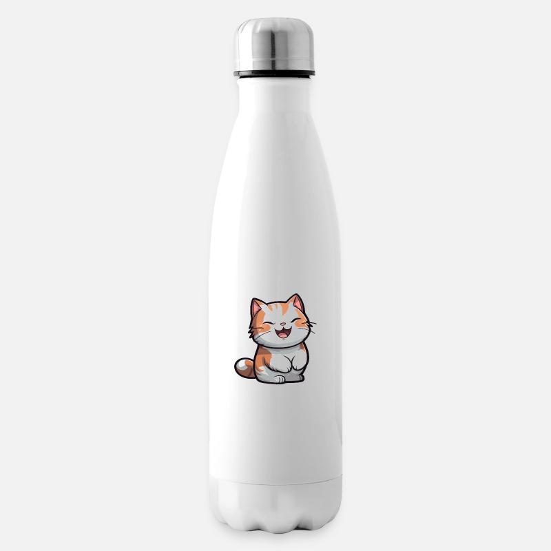 Katze - Isolierflasche - Weiß