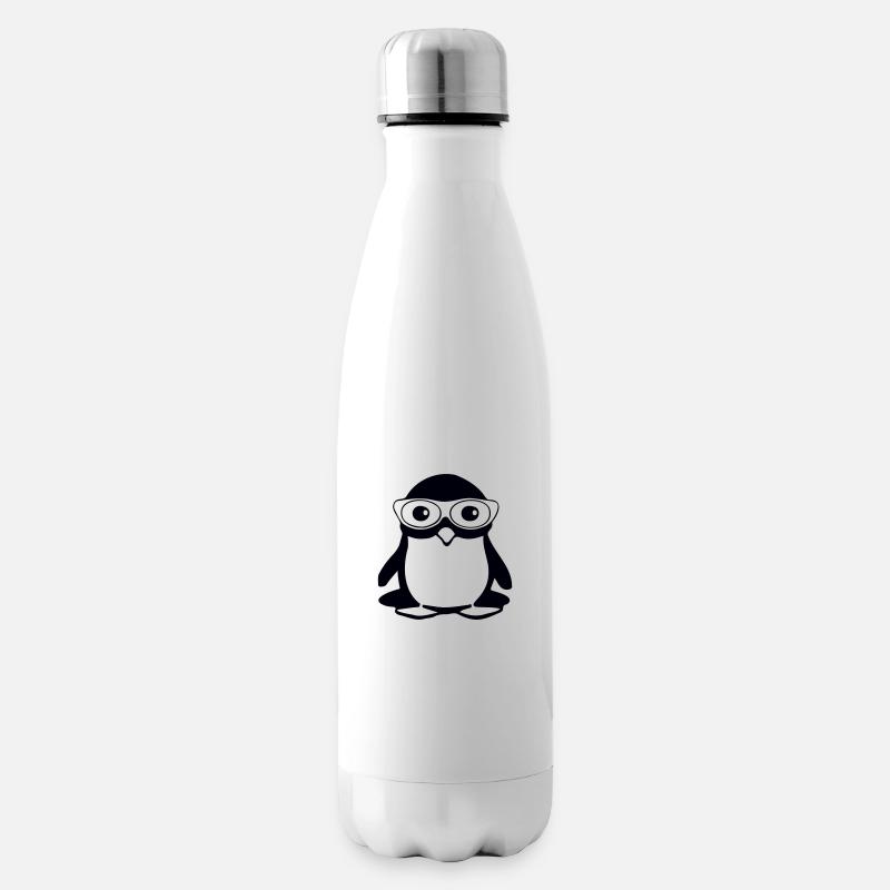 Penguin with glasses, vector illustration - Insulated Water Bottle - white